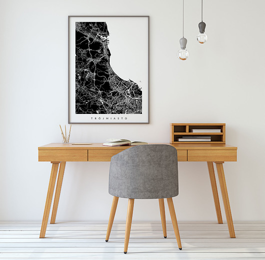 Mapa Trójmiasta - grafika - miasto na ścianę PLAKATY GEOMETRYCZNE