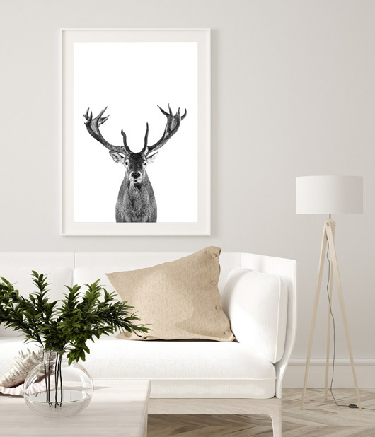 PLAKAT skandynawski z jeleniem JELEŃ renifer black dot studio