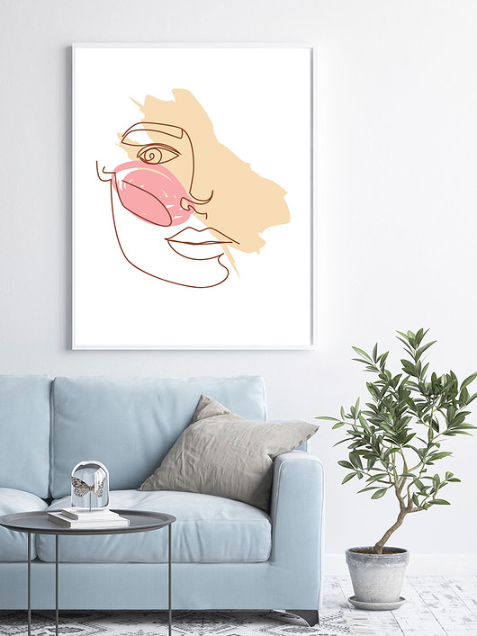 Plakat Jedna Linia Twarz 02 Magnetyczne Studio