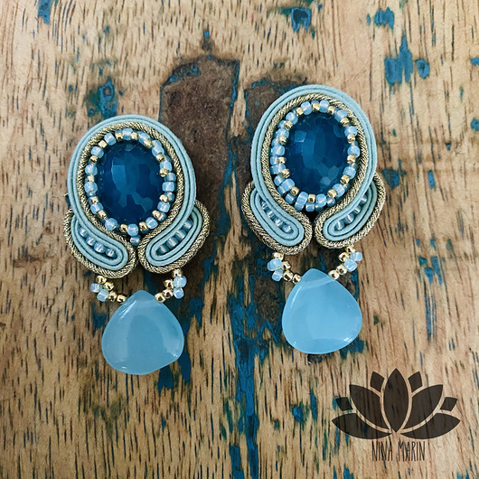 kolczyki soutache turkus - kolczyki sutasz