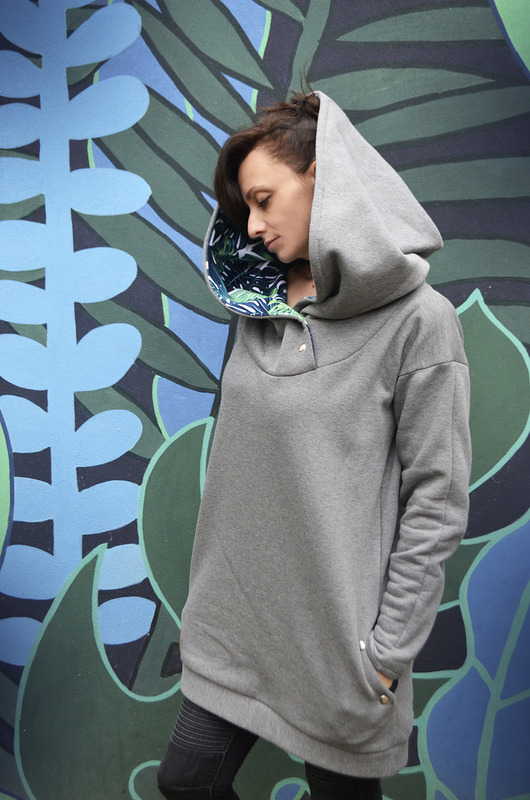 Oversize bluza hoodie ogromny kaptur monstera agagu