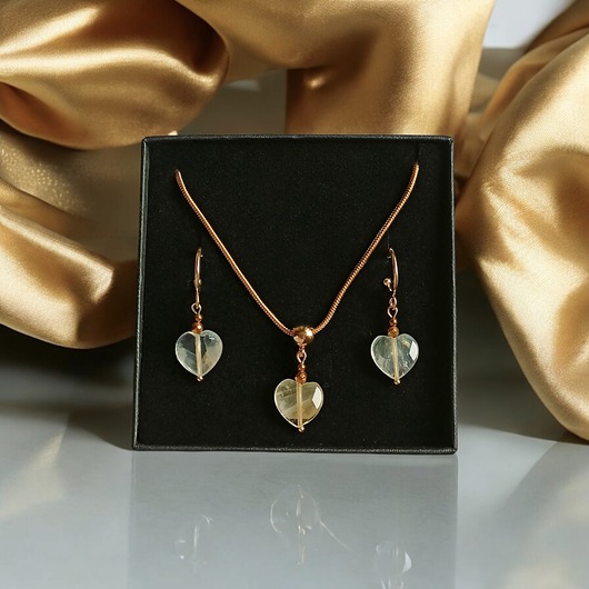 komplet biżuterii RAZEM TANIEJ! uroczy komplet: serduszko : CYTRYN : wyjątkowy prezent