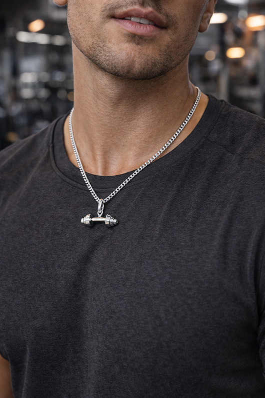biżuteria męska SZTANGA męski naszyjnik- srebro, złoto