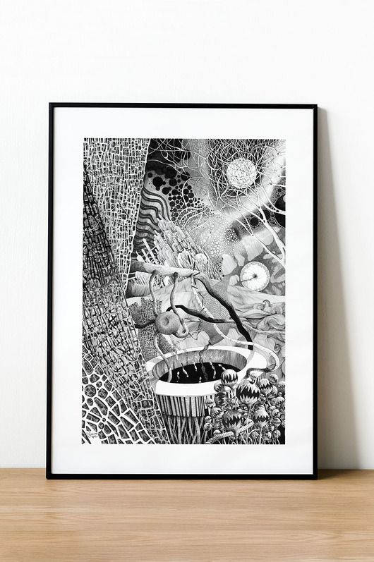Rysunek graficzny "Trzy Ciała" Deep Forest