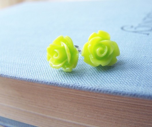  Small Lime Roses - kolczyki sztyfty w pudełku Not Only Paper
