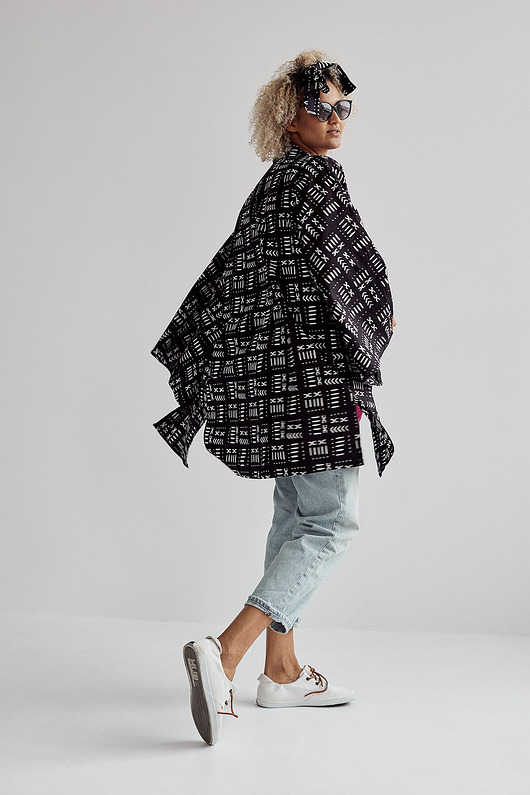 marynarki damskie Kimono czarne  bawełniane Bogolan