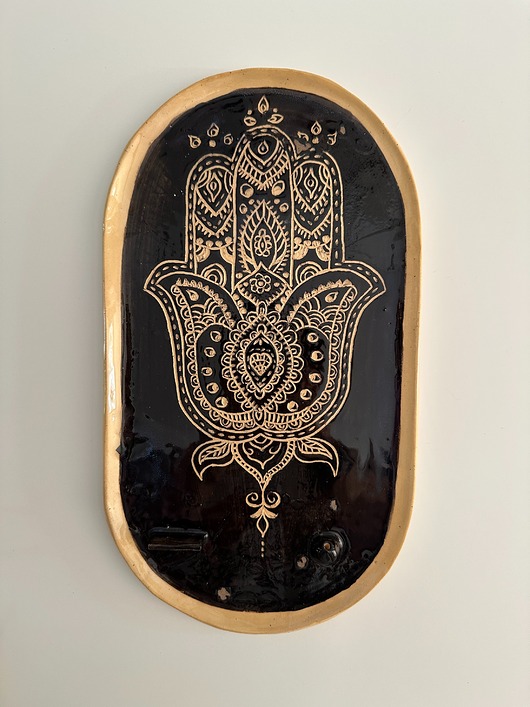 Podstawki pod kadzidełka Duży talerz owalny, patera w Hamsa, palo santo, kadziedełko