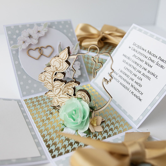 kartki scrapbooking Pamiątka ślubu, exploding box, kartka