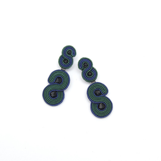 Kolczyki soutache - Granat Zieleń Medium maanuela