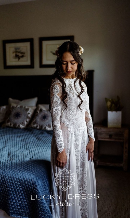 suknie ślubne Koronkowa suknia ślubna boho chai // Halina