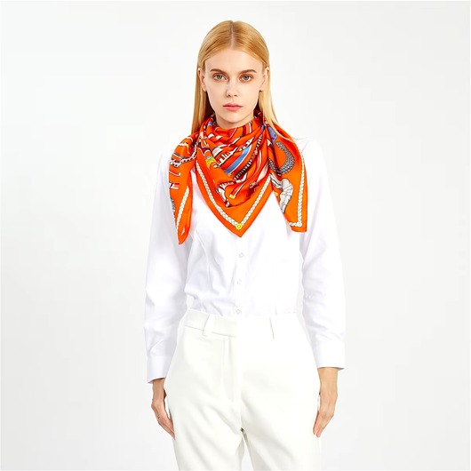 apaszki SZAL SZALIK jedwab Apaszka chusta pomarańczowa