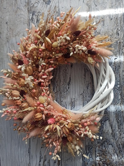 wianki Wianek na drzwi, eko dekoracja z suszu, 40/35 cm