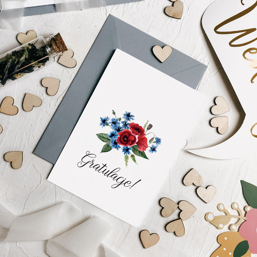 zaproszenia i kartki na ślub Maki - kartka z życzeniami