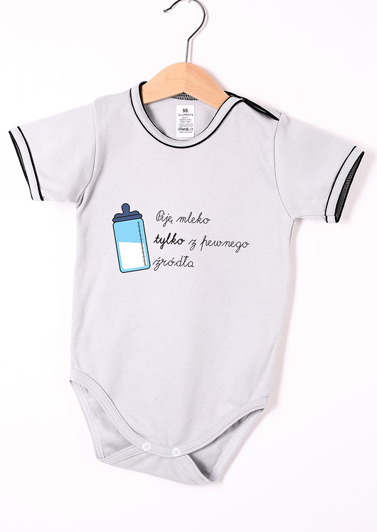 Body dziecięce- Mleko z pewnego źródła szare AllbagAllprints