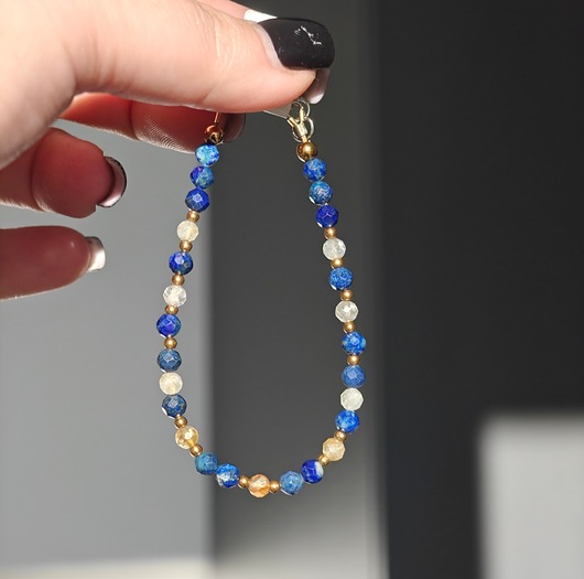 bransoletki z kamieni naturalnych Bransoletka lapis lazuli cytryn