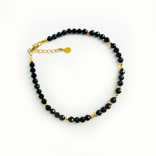 bransoletki z kamieni naturalnych Bransoletka z kamieni onyks , czarny kamień