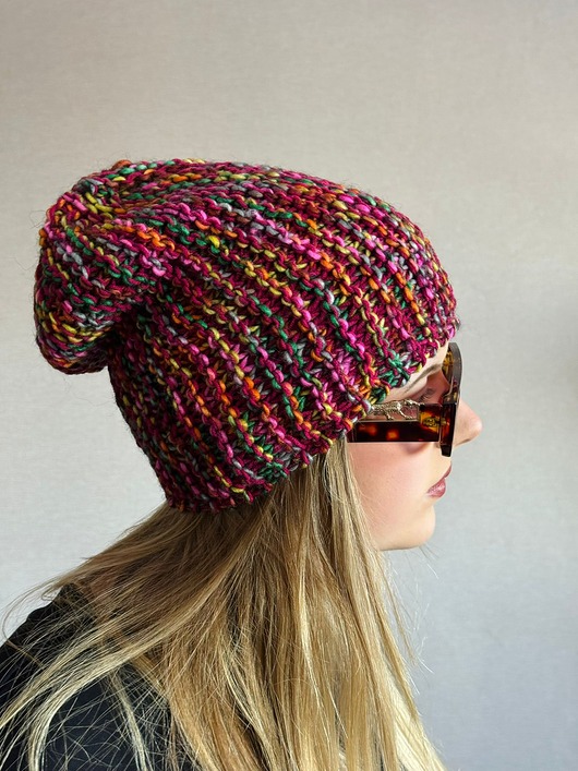czapki damskie Kolorowa mała czapka beanie z wełną i alpaką