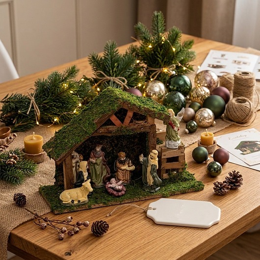 figurki i rzeźby Dekoracja - szopka NATIVITI SCENE, 8 figurek