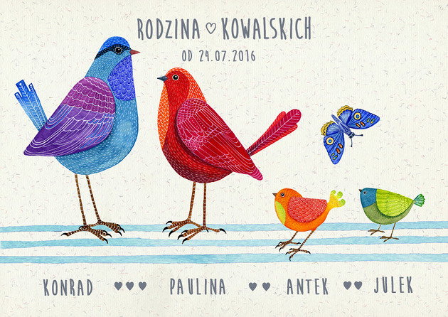 Portret rodzinny - personalizacja pliszka domowa