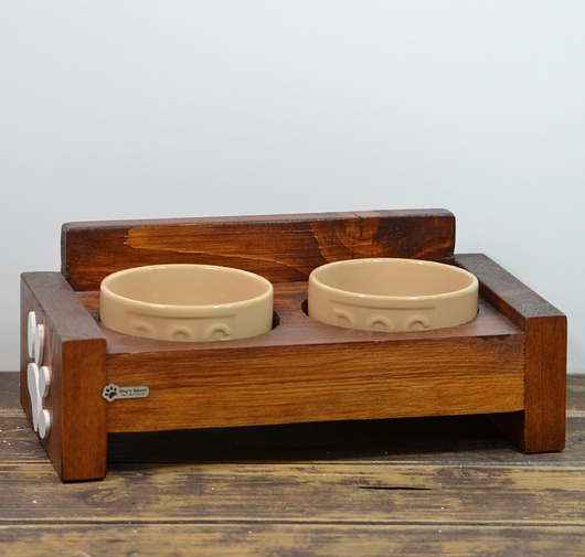 dla zwierząt różne BUFET CERAMIC - S - stojak dla kota, miski