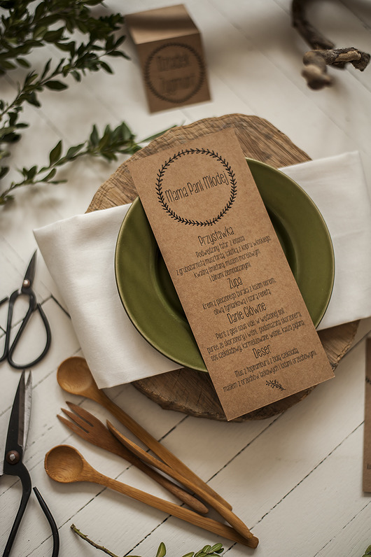 Karty menu  z serii RUSTIC zestaw 10 sztuk Papel