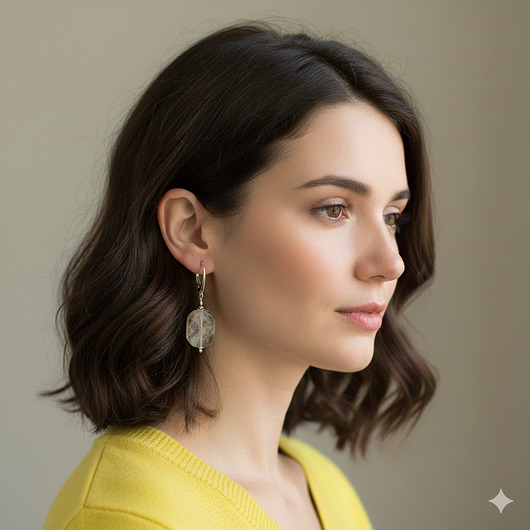 kolczyki srebrne Duże, srebrne kolczyki z cytrynem