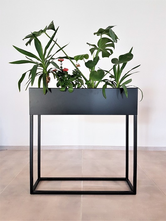 kwietniki Kwietnik metalowy czarny stalowy 70x25x80cm