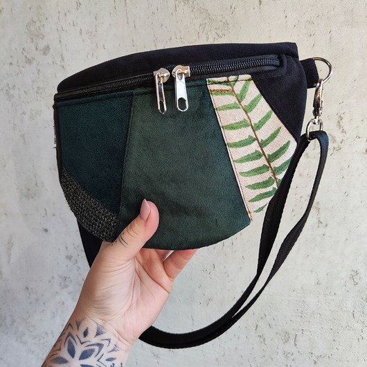 saszetka nerka Nerka półksiężyc liść paproci patchwork