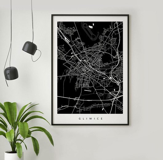 Plakat Gliwice - mapa Twoje miasto na plakacie, mapa PLAKATY GEOMETRYCZNE