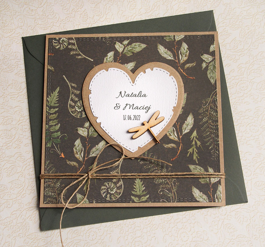 zaproszenia i kartki na ślub Kartka, personalizacja LAS : LEŚNA KARTKA : ważka