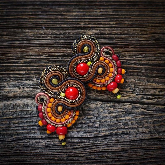 Autumn Garden - etniczne kolczyki soutache Mró Soutache