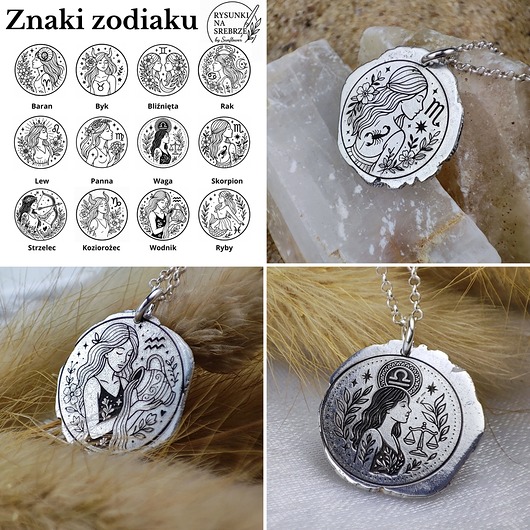 srebrne naszyjniki Znak zodiaku II - moneta na szczęście