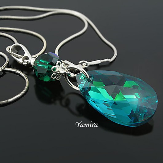 kryształ Swarovski Blue Zircon the long + łańcuszek yamira