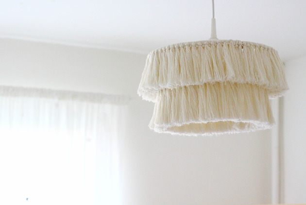 lampy wiszące Boho Lampa Z Frędzlami Makrama Abażur Ze Sznurka