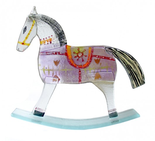 konik na biegunach FIOŁKOWY Borowska Glass Design