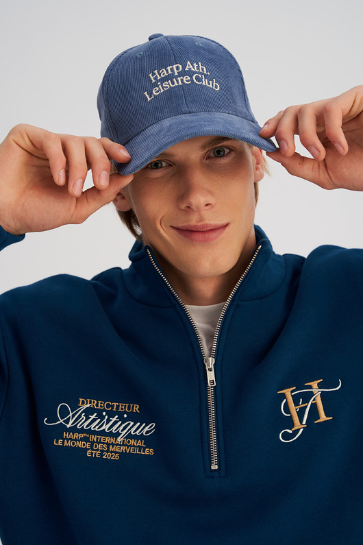 czapki i kapelusze męskie Sztruksowa czapka BASEBALLOWA niebieska