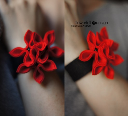 Black with Red FlowerFelt Design