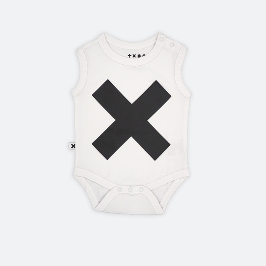 body i śpiochy niemowlęce BASIC BABY NO SLEEVE BODY with X WHITE 0-3 M