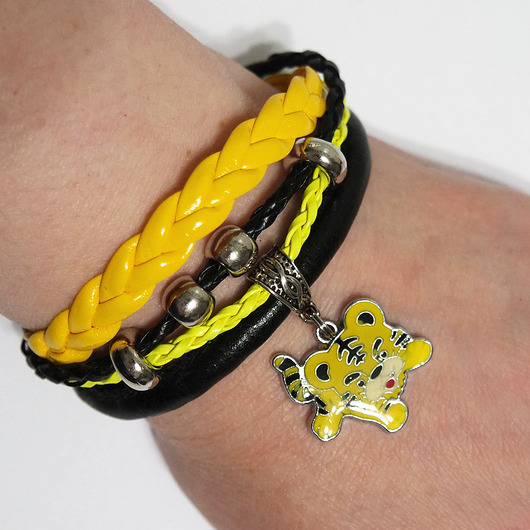 bransoletki - inne Bransoletka - Tygrysek - rzemienie, żółty, czarny