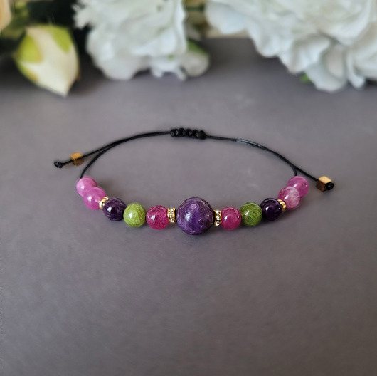 bransoletki z kamieni naturalnych POZYTYWNA  Energia- bransoletka z Ametystem i turmalinem