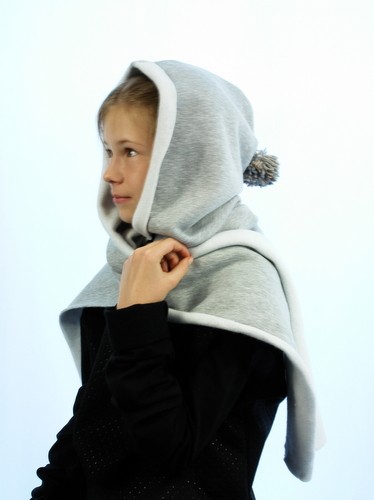 Kapturo-szalik - grey&white ART INDYWIDUALITY