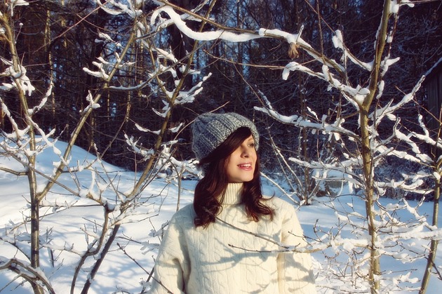 czapki damskie Szara czapka handmade beanie  z wełną