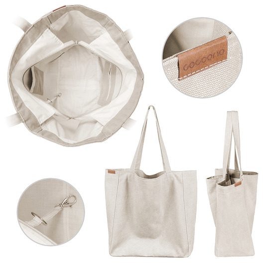 Big Lazy bag torba beżowa na zamek / vegan / eco hairoo