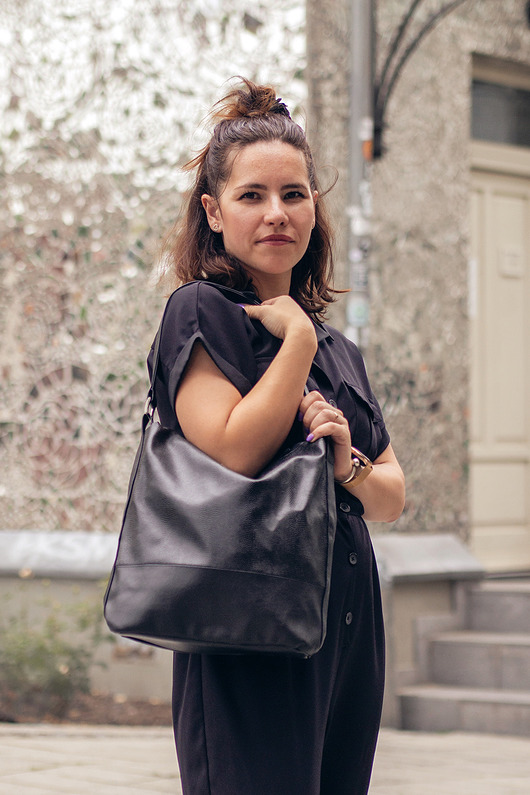 torby na ramię Czarna boho bag z ekoskóry