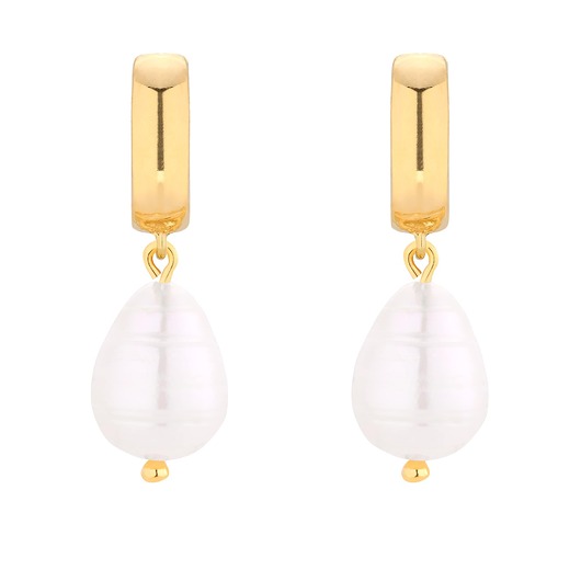 kolczyki pozłacane Złote kolczyki z naturalną perłą