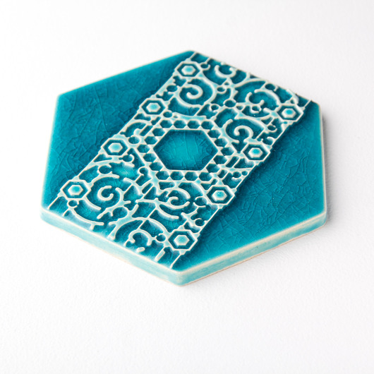podkładki do kuchni Podstawka ceramiczna pod kubek, turkusowa, podkładka pod kubek, wz.5
