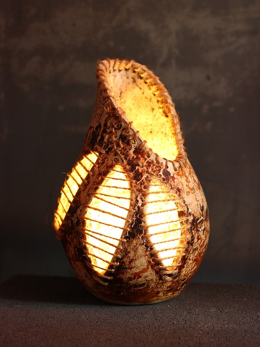 lampy stołowe Lampka/wazon ceramiczny "Tkane liście"