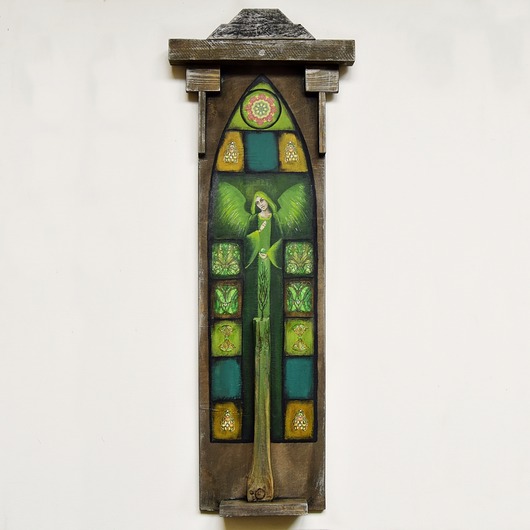 obrazy Anioł Yakshi /2/, obraz malowany na drewnie, collage