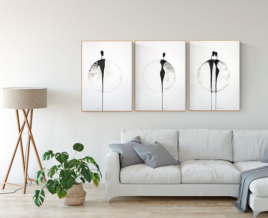 zestaw 3 obrazów malowanych ręcznie 50 x 70 cm Krystyna Siwek Art