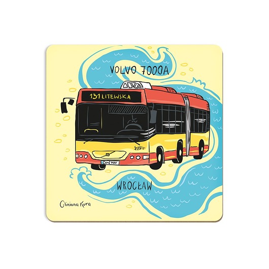 Podkładka pod kubek Wrocław Autobus Volvo Gliniana Kura